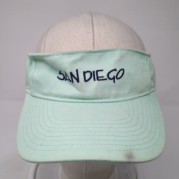 San Diego Strapback Visor Hat Green One Size Adjustable River Beach - Picture 2 of 8